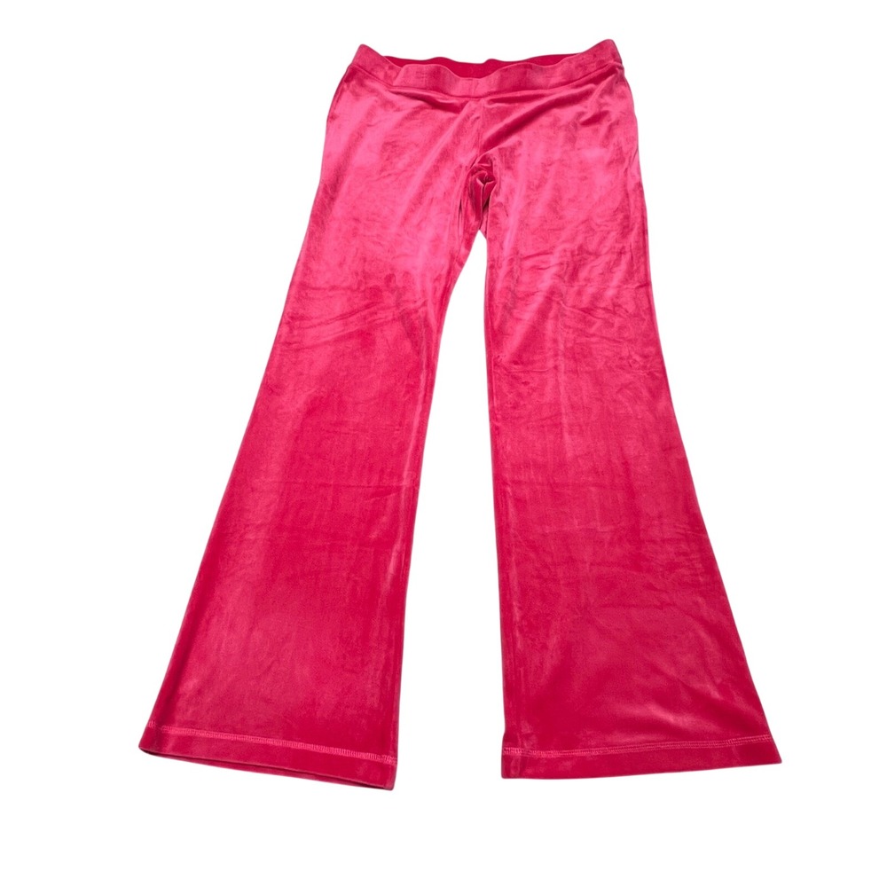 Juicy‎ Couture Womens Pants L Pink Velour Rhinestone Back Logo Flare Leg Lounge
